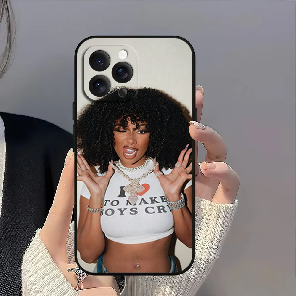 Singer Megan Thee Stallion MEGAN ACT II Phone Case for iPhone 12 11 14 15 13 16 Max Plus Pro Black Soft Silicone Cover