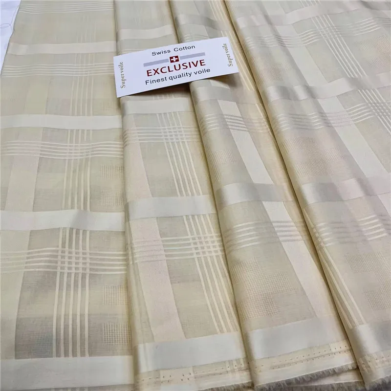 5 Yards African Soft Atiku Fabric For Men Suit Making Swiss Material 100% Cotton Pure white For Clothes Sewing Wedding  4L013101