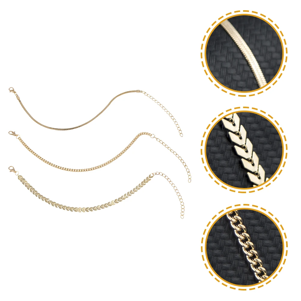 

3Pcs Golden Ankle Chain Set Dainty Retro Anklet Bracelets Hollow Vintage Foot Decor For Special Occasions