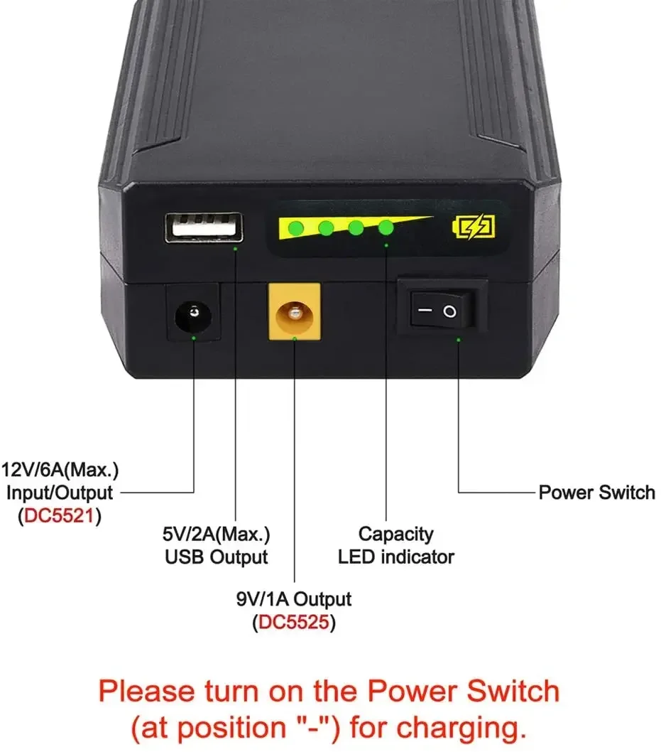 TalentCell Rechargeable Lithium ion Battery 132WH 12V/11000mAh 9V/14500mAh 5V/26400mAh DC Output 18650 Li ion Battery