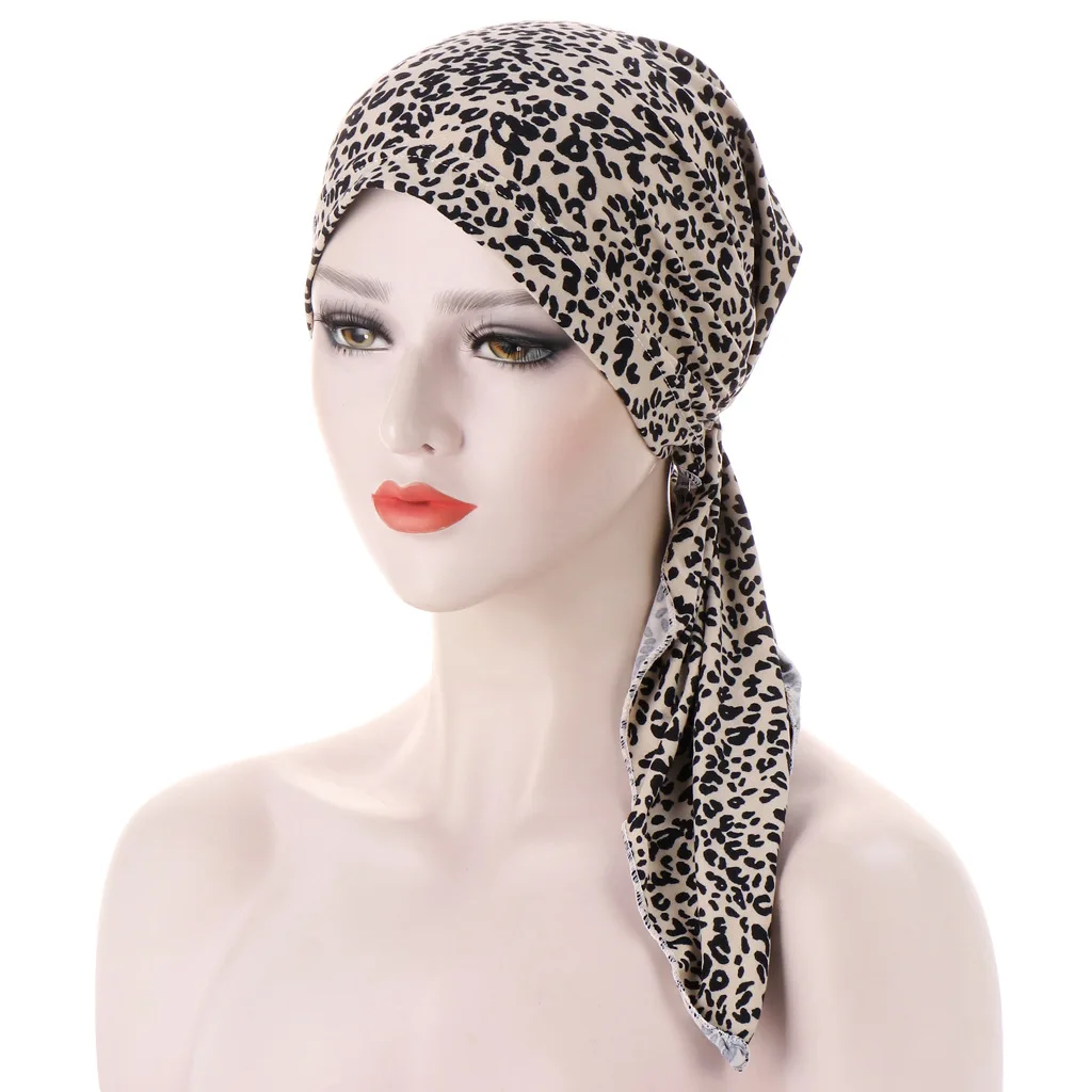 Women\'s Muslim Hijab Cancer Chemo Caps Flower Print Turban Cap Hair Loss Headscarf Elastic Cotton muslim Hijab Scarf Headwear