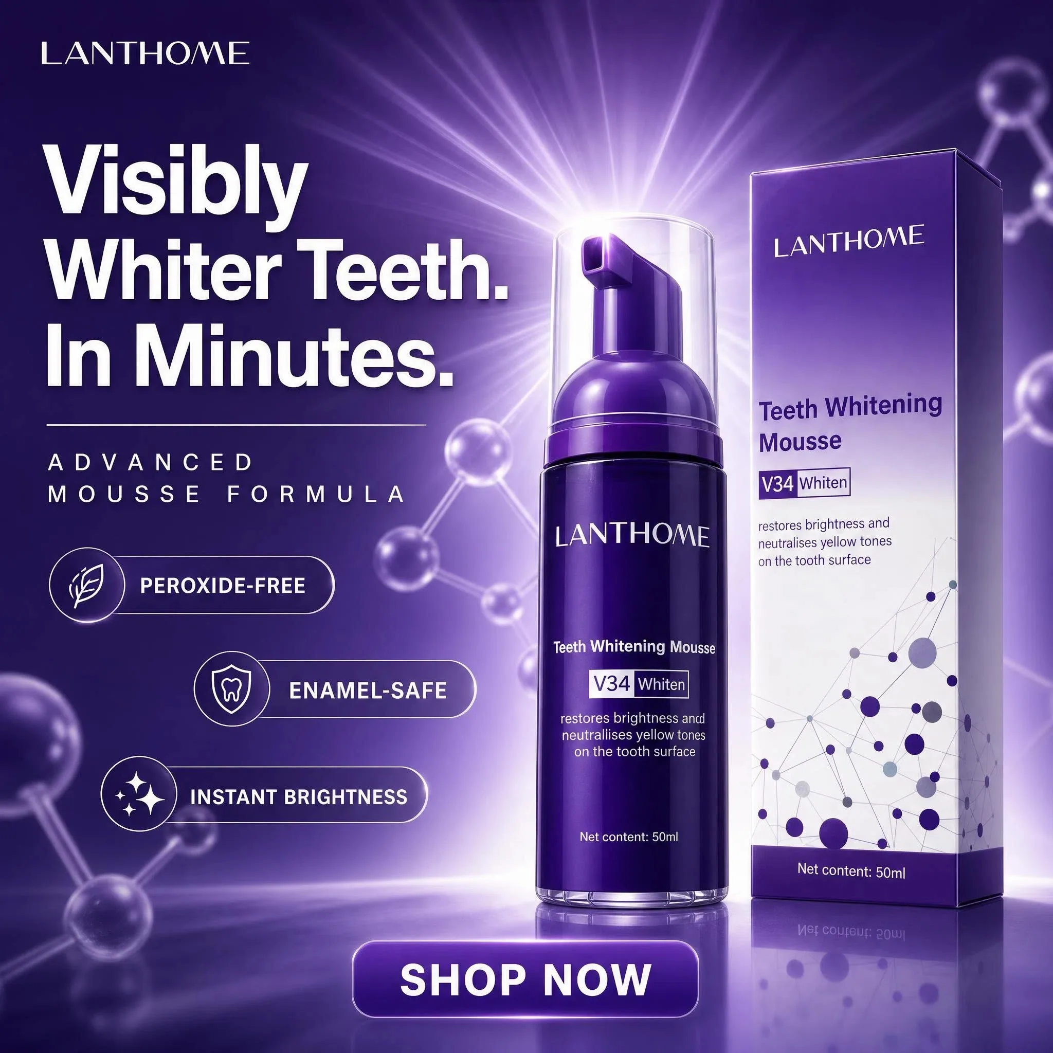 Purple Teeth Whitening Toothpaste Color Correction Essence Teeth Cleaner Pen Smoke Stain Whitening Teeth Refreshing Mousse New