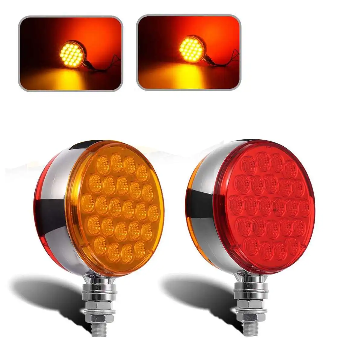 

12V 24V 48LED Round Double Side Turn Signal Marker Lights For Car Trucks Trailers Lorry Tractors Indicator Safety Warning Lamp