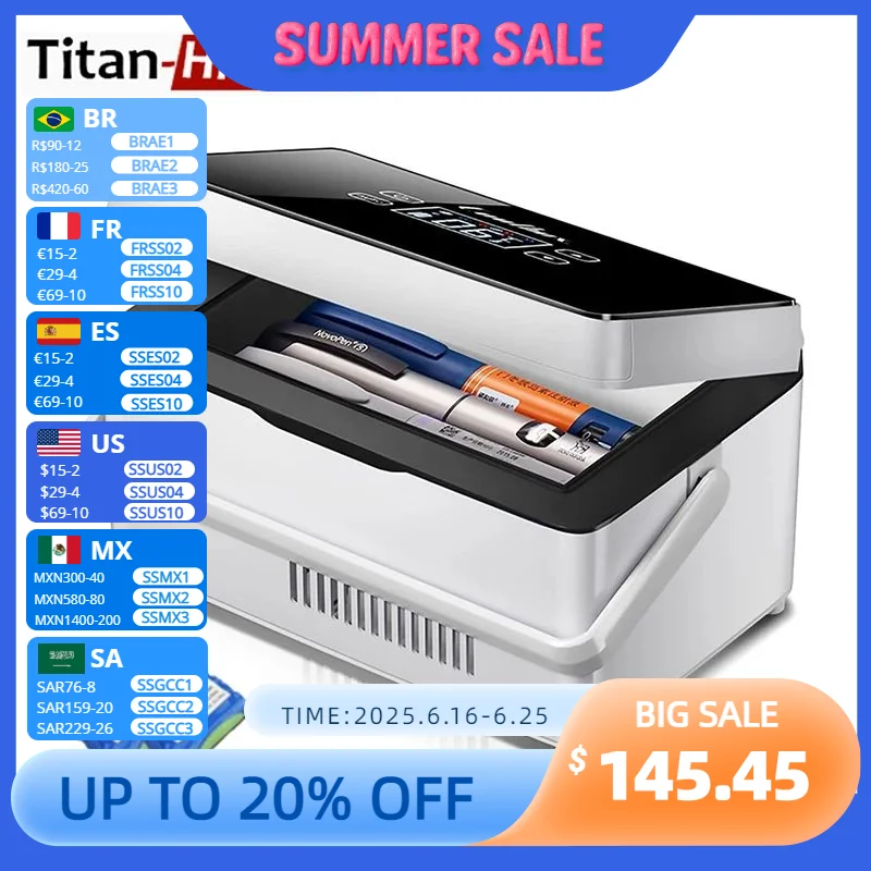 

Insulin Refrigeration Box Medicine Cooler With 2 Batteries Large Capacity Car Refrigerator Suitable For Outdoor and Travel