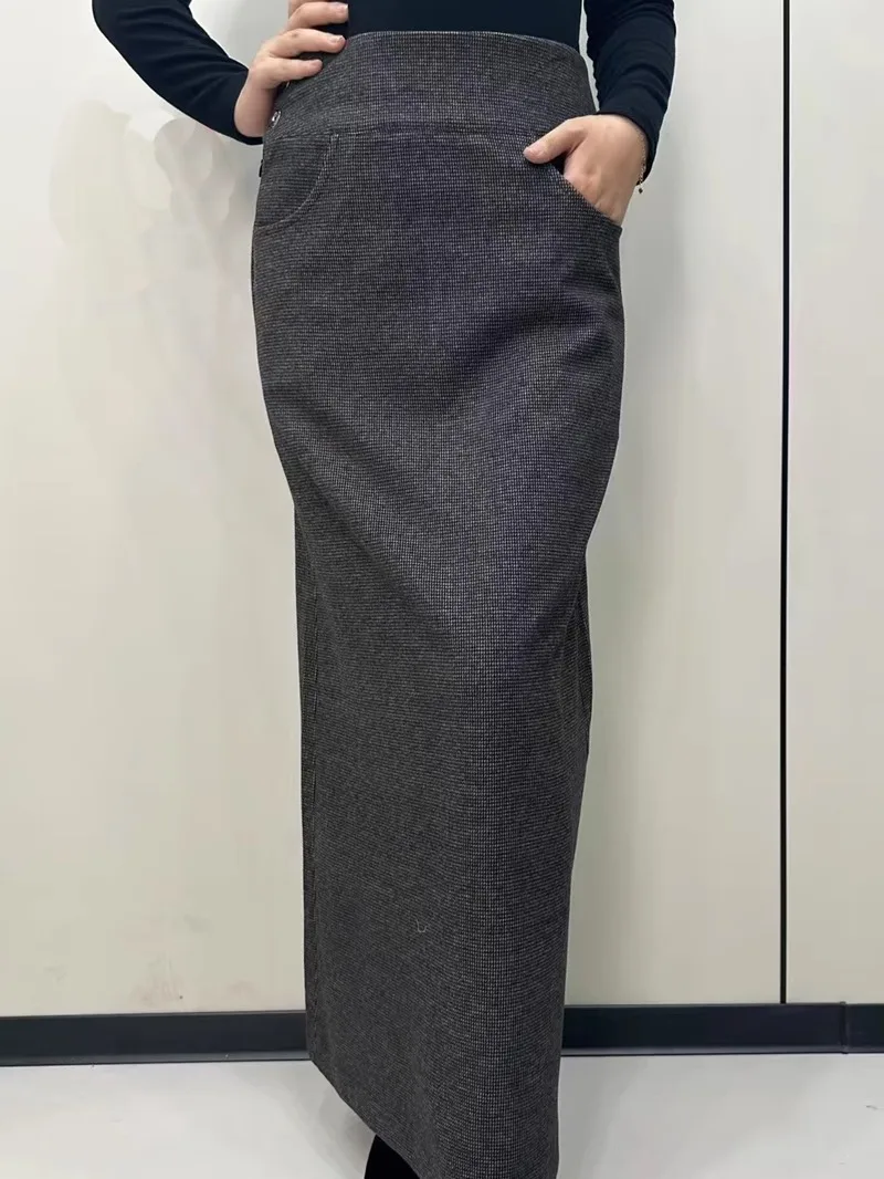 

Tibetan Straight Skirt High Waist A- line Style Hip Hiding Women's Dress Drape One-Step