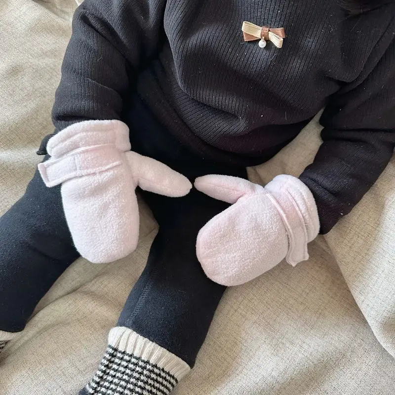 

Зимние варежки для малышей на флисовой подкладке, удобные теплые толстые перчатки для маленьких мальчиков и девочек, уличные грелки для рук