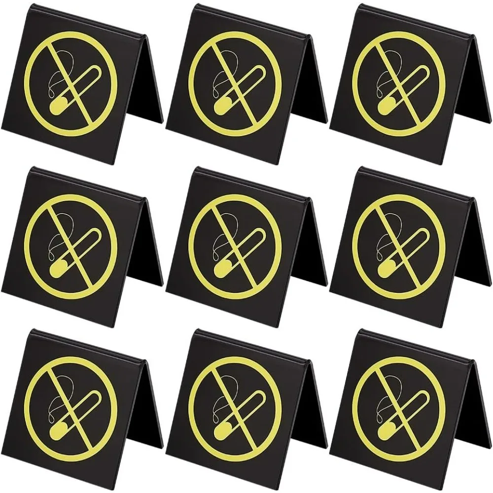 10Pcs Double-Sided Acrylic No Smoking Table Tent Signs  Desk Logo Indicator No Smoking No Vaping Sign