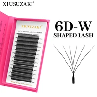 XIUSUZAKI 6D pestañas en forma de W floración automática volumen prefabricado ventiladores extensiones de pestañas proveedor de pestañas postizas individuales