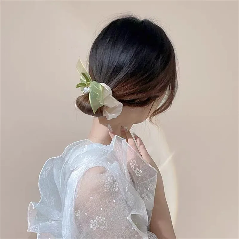 2022New Girl Large intestine Hair ring fashion temperament Ponytail lily of the valleyflower  Korean Head Accessories accessory