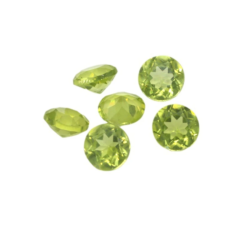 Factory Wholesale 100% Real Natural Circular Olivine Peridot Gemstone Loose Gems Diy Material for Jewelry