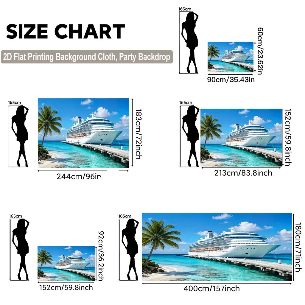 Large Tropical Cruise Ship Tapestry Wall Decor Polyester Print Luxury Ocean Beach Nautical Background Art for Home Party Backdro
