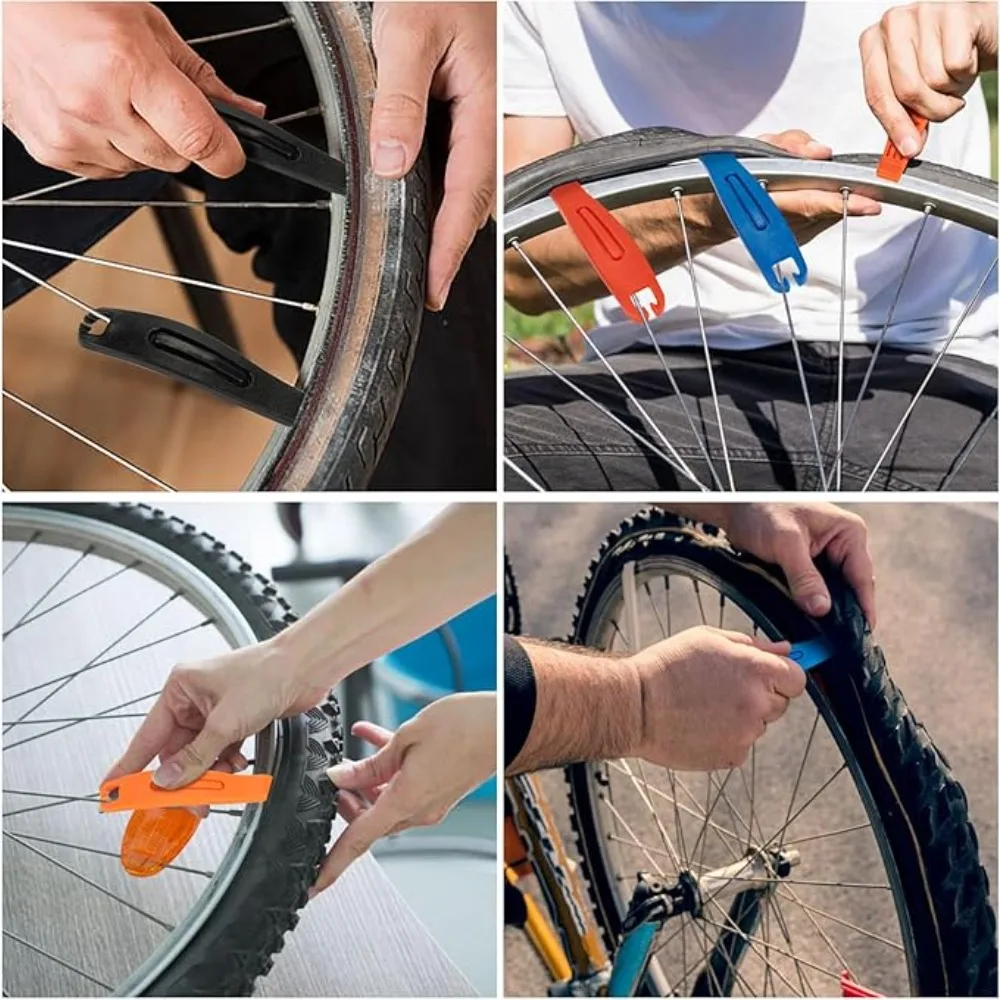 3PCS คันโยกยางรถจักรยานเครื่องมือถอดยางที่แข็งแกร่งคันโยกยางจักรยานสำหรับชุดคันโยกยางจักรยานเสือภูเขาอุปกรณ์จักรยาน