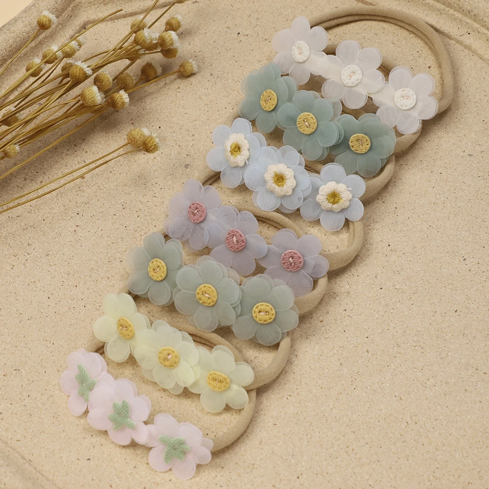 Baby Girl Floral Flowers Headbands for Newborn Baby Soft Nylon Hair Bands With Daisy Floral Infant Kids Children's Accessories