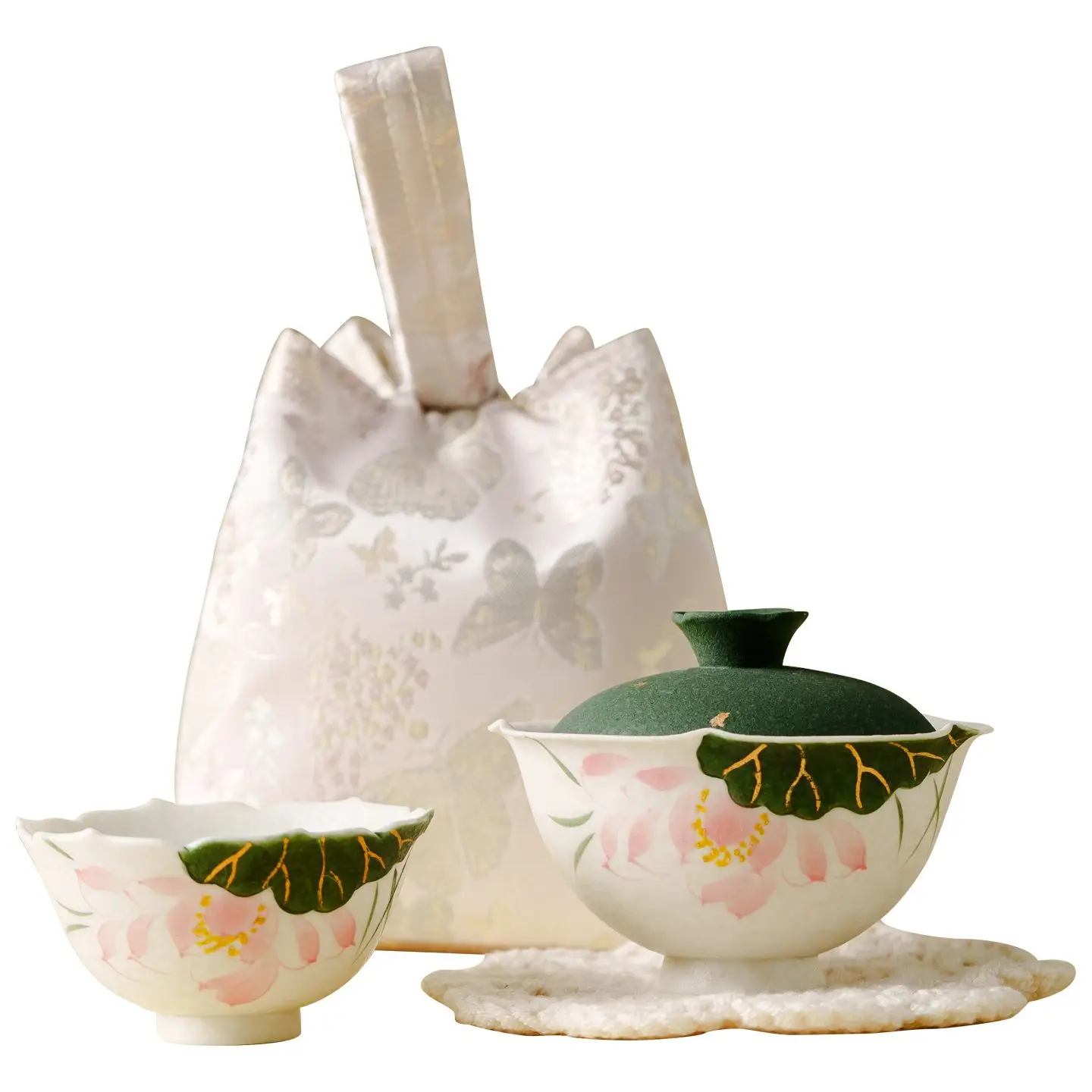 Rock Mineral White Ceramic Covered Bowl For One Person To Drink, Outdoor Camping Equipment, Portable Kuaike Cup, Travel Tea Set