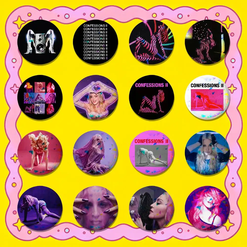 For Madonna Confessions II 2 Badge Cover Custom Pin Insignia Emblem Round 32mm Button Hats Laser Film