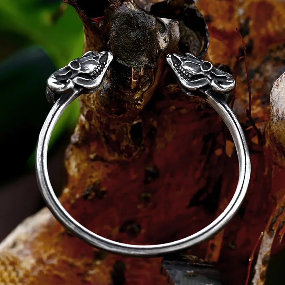 New Vintage 316L Stainless Steel Goat Skull Bracelet Gothic Biker Unique Animal Bangles For Men Fashion Jewelry Gifts Adjustable