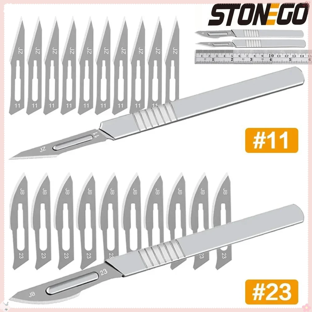 STONEGE Steel Scalpel Knife Blades #11 #23 Non-slip Cutter Craft Knives for DIY Phone PCB Handmade Repair