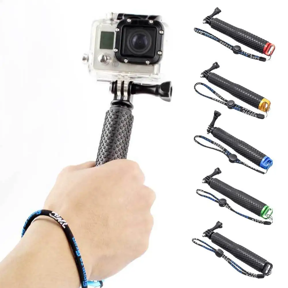 เหมาะสำหรับ GoPro10/9/8/7/6/ไม้เซลฟี่มือถือมือถือดีไซน์แบบยืดหดได้ด้ามจับกันลื่นที่จับปรับได้ล็อคกันสั่น