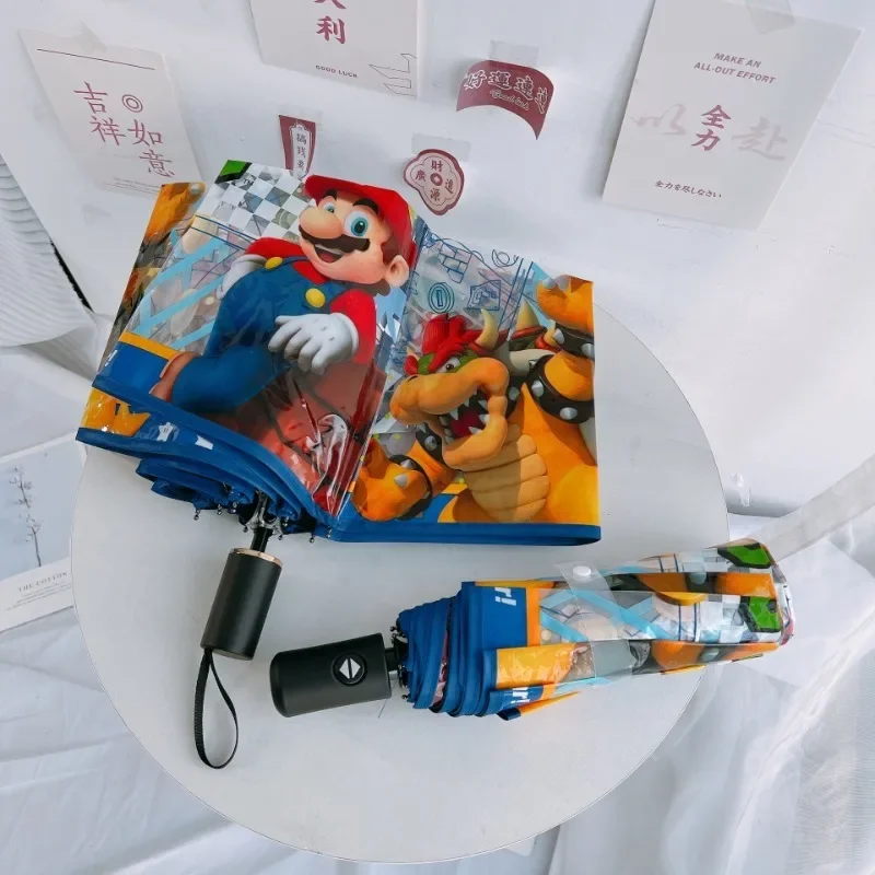 

Game Anime Marios Umbrella Transparent Automatic Folding Umbrellas Portable Travel Children Student Windproof Rainproof Gifts