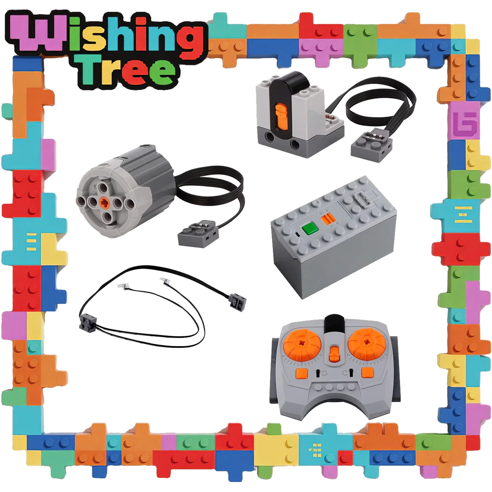 

MOC Power Functions Compatible Building Blocks Motor Set with IR Remote Control & LED Light for Train Models