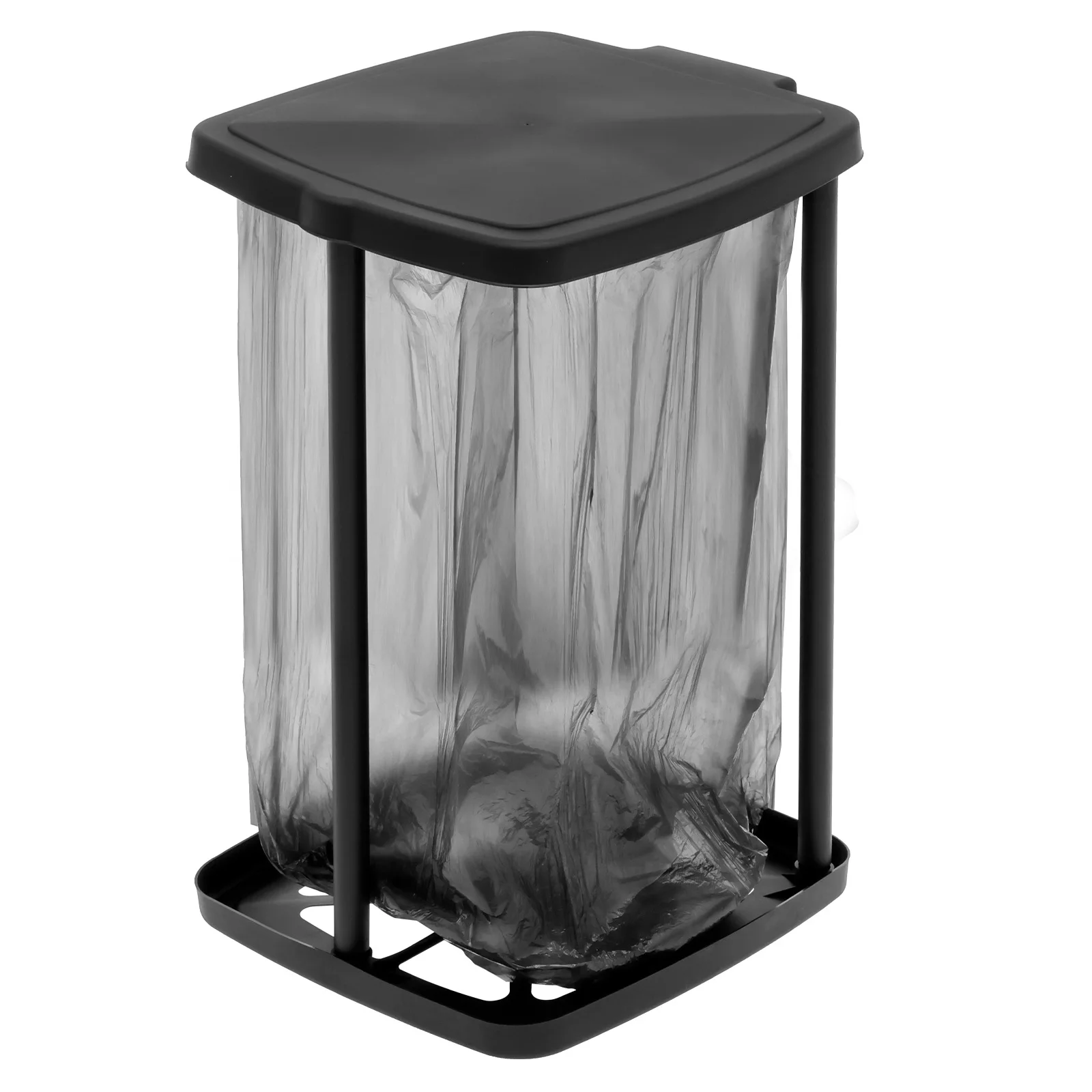 Trash Can Holder Kitchen Camping Portable Garbage Bag Support Frame with Lid Adjustable Height for Home Party Outdoor Use