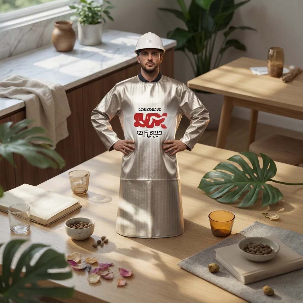 Welding Apron with Sleeves Aluminized Reflective Heat Resistant Insulated Safety Apron Heavy Duty Thermal Protection for Foundry