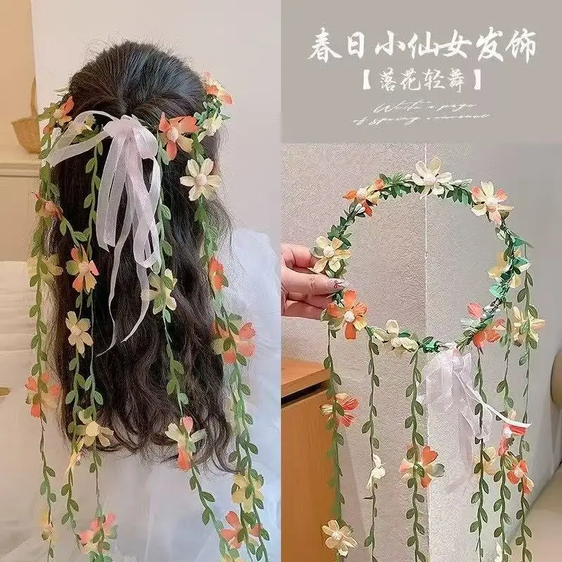 

Венок головной убор девушка имитация цветка ротанга повязка на голову путешествия свадьба голова цветочные венки гирлянды украшения для головных уборов