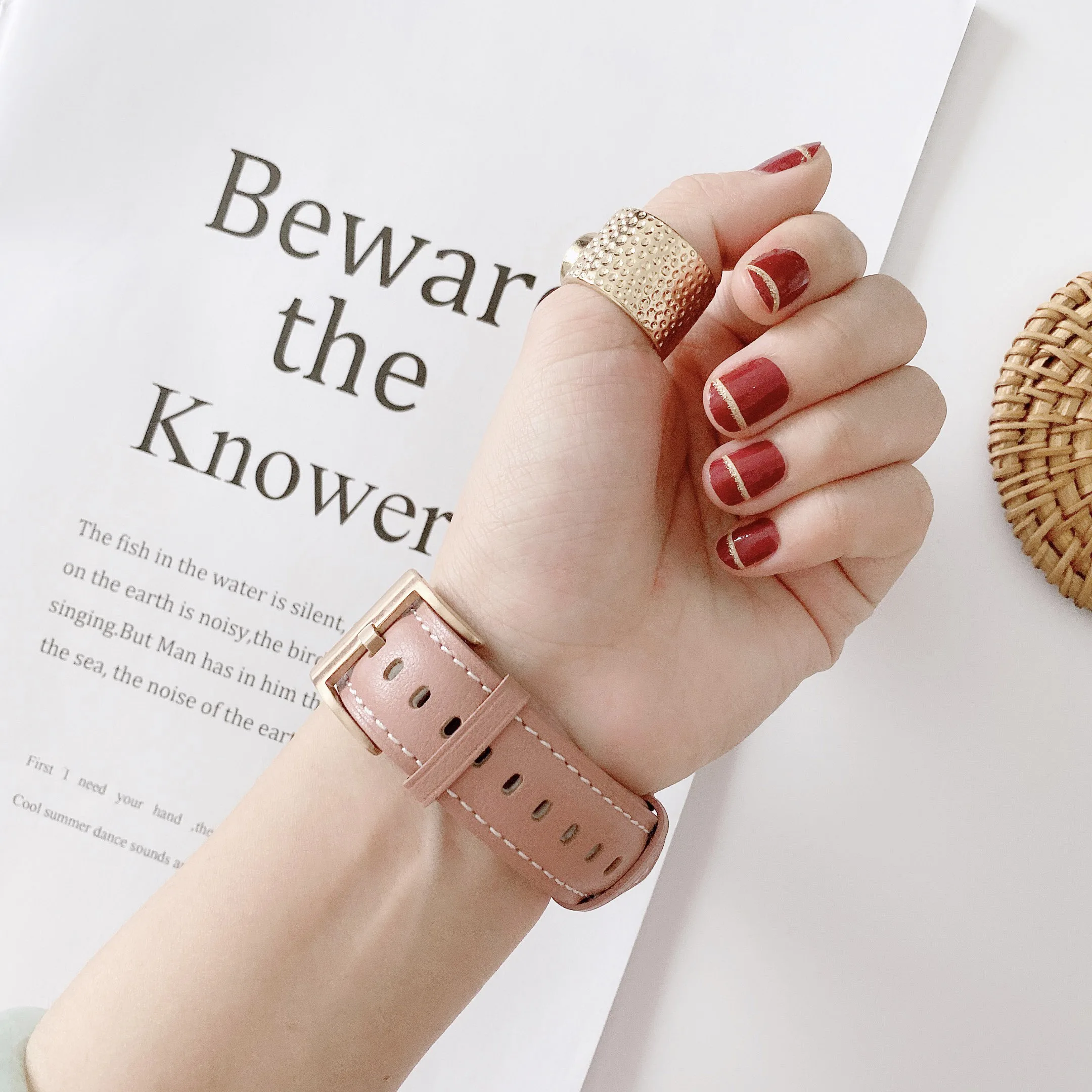 Da Thời Trang Dây Đồng Hồ Cho Đồng Hồ Huawei Watch Phù Hợp Với Dây Đeo Thay Thế Thanh Lịch Bracele Phụ Kiện Correa