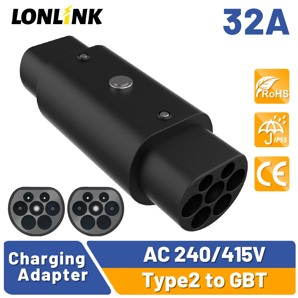 LONLINK-Adaptateur chargeur Vope2 vers GBT, 32A, 1phase/3 phases, pour voiture