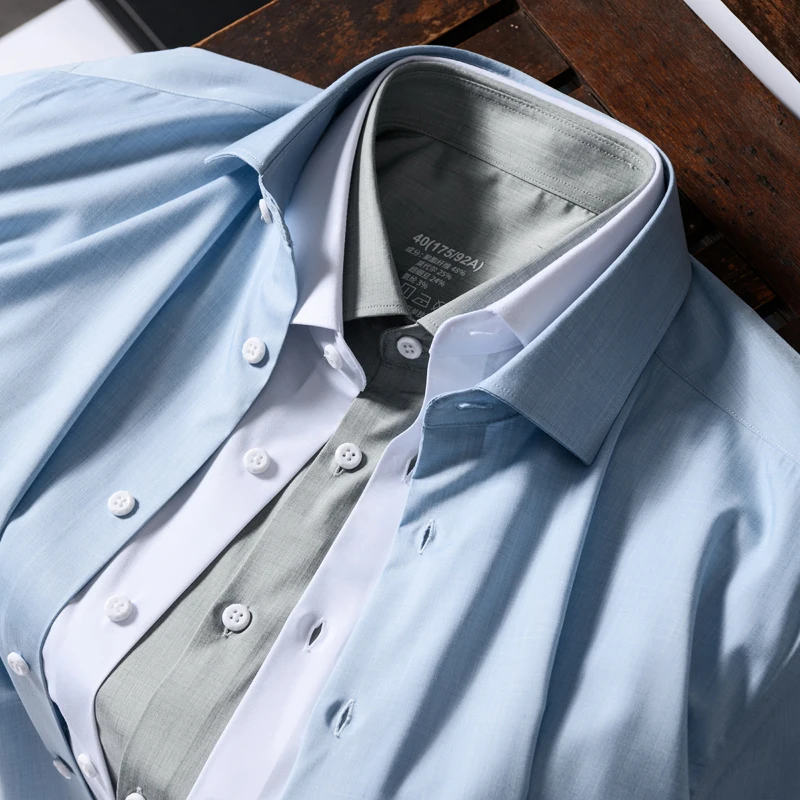 

Ultra-Thin Modal Blend Men's Business Casual Stretchy Slim Fit Short Sleeve Shirt Elegant Youthful Soft Luster Summer Wear