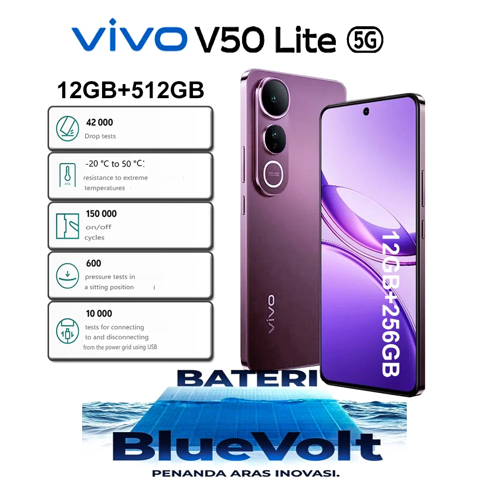 NEW VIVO V50 Lite 5G Dual-Sim Global Pass Smartphone 6.77-Inch AMOLED Screen Under-Screen Optical Fingerprint 12GB+512GB/6500mAh