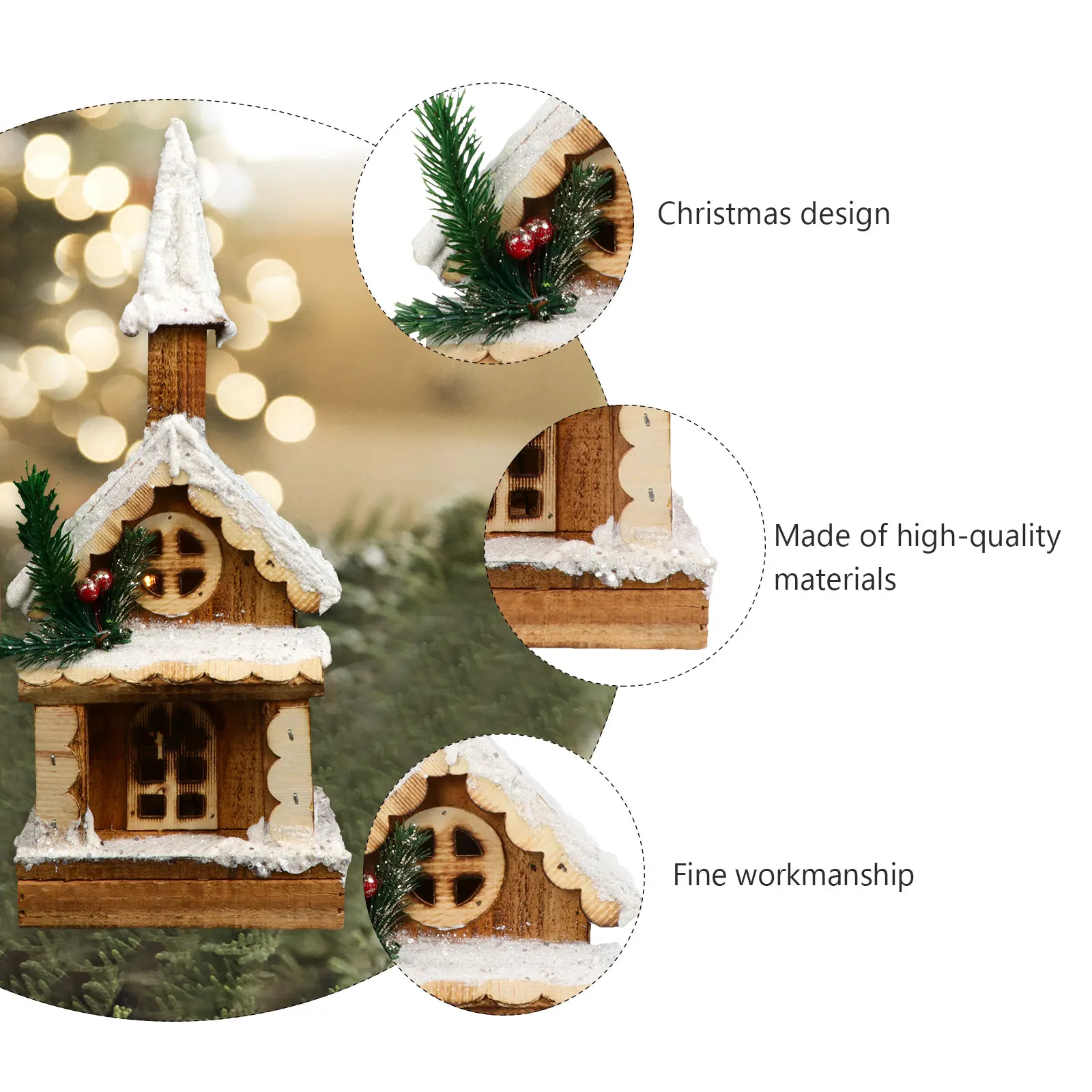 

Christmas Wood Ornament Xmas Luminous Adornment No Beautiful Light Festive Atmosphere Decor for Party