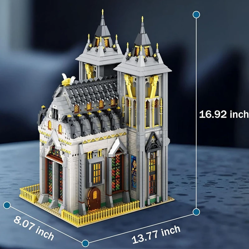 MOC-Juego de bloques de construcción de iglesia europea Medieval, juguetes de arquitectura de capilla catedral de alta gama para niños, regalos de cumpleaños y vacaciones