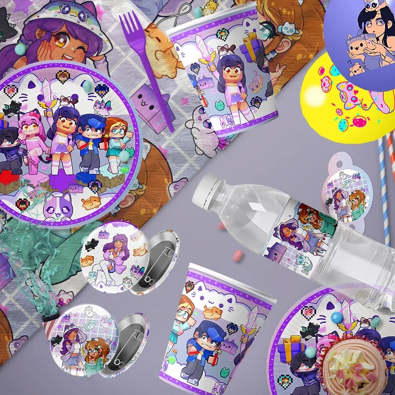 Набор столовой посуды Disney Aphmau вечерние, тарелки и салфетки для детей, украшение для дня рождения, для мальчиков и девочек, детский праздник