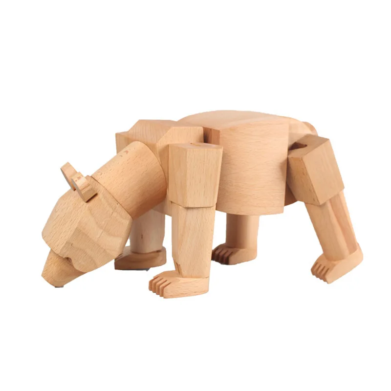 Children's room model room ornament big stupid bear living room creative home decoration wooden doll modern simple wooden