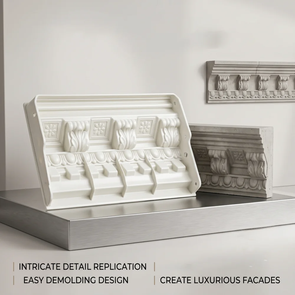 100cm European Relief Concrete Mold for Eaves & Corbels, Reusable Spliceable Plastic Cement Decor Form for Villa, Easy Demolding view 5
