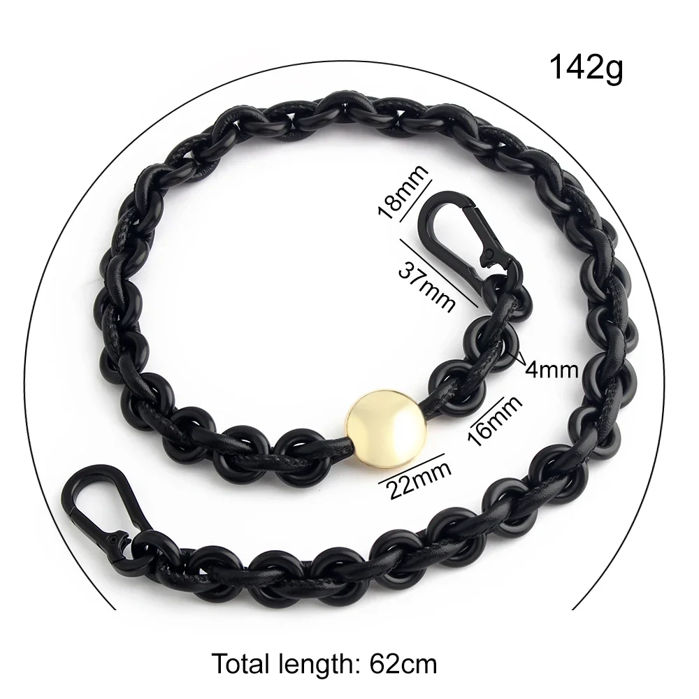 1/4/8PCS Black Length:62cm Acrylic Leather Chain For Versatile Handbag Underarm Bags Strap DIY Purse Handle Replace Accessories