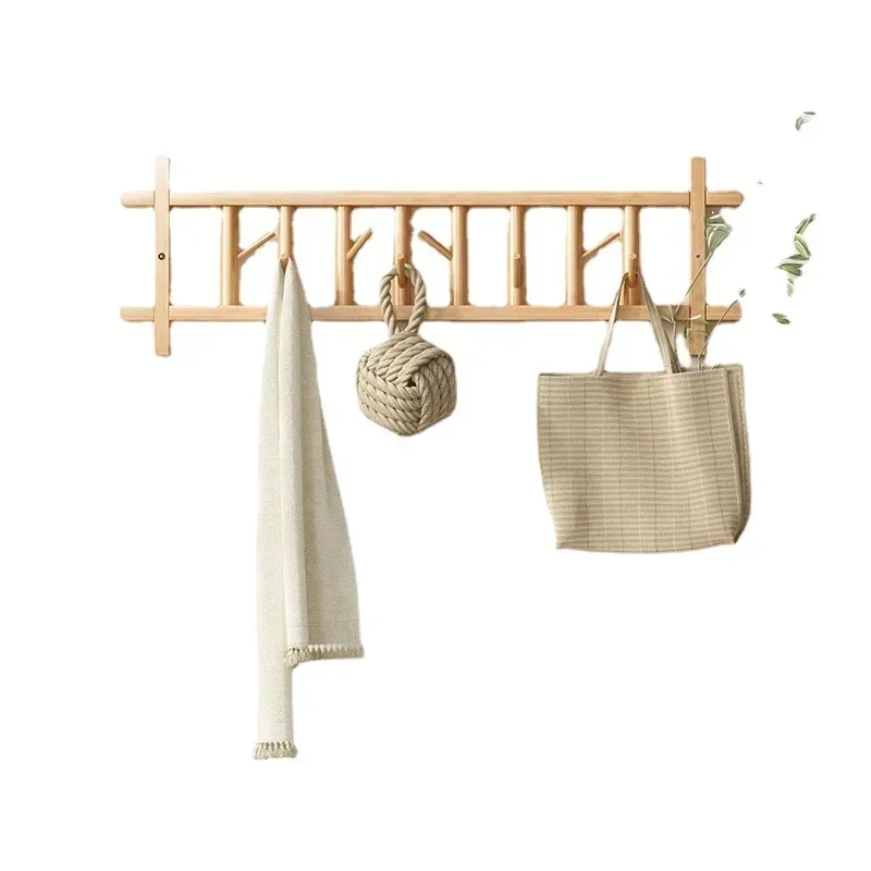 

Natural Bamboo Key&Decorative Hooks Wall Stain-proof Moth-proof Wall Hanger Multifunctional Rotatable Home Storage&Organization