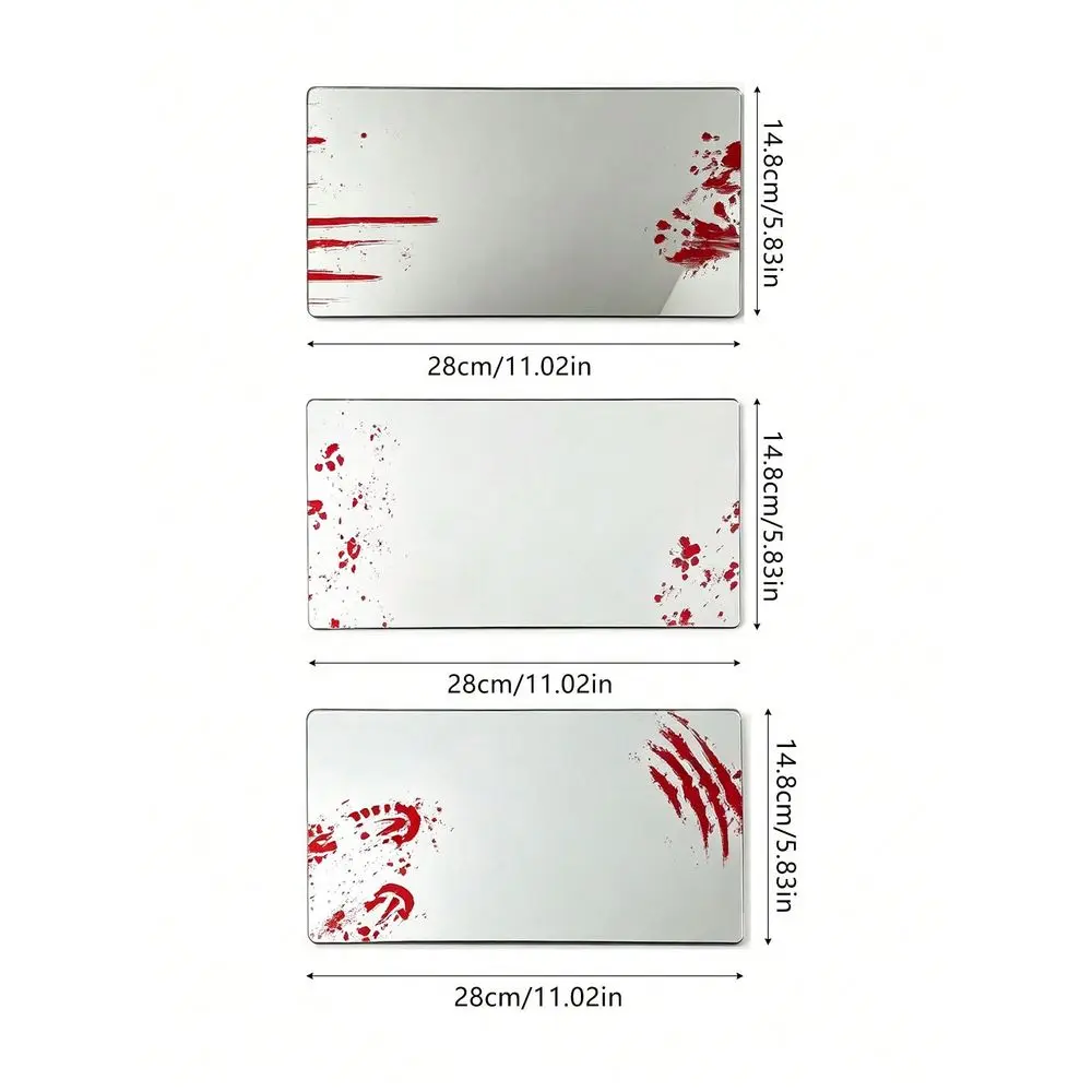 Bloody Splatter Claw Mark Stripe Mirror Acrylic Placemats, Spooky Scary Horror Rectangular Table Mats, Halloween Haunted House