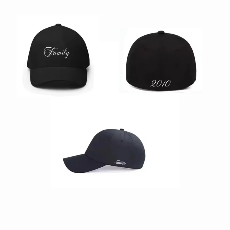التطريز الأمامي والتطريز الجانبي والتطريز الخلفي لقبعة البيسبول السوداء #1