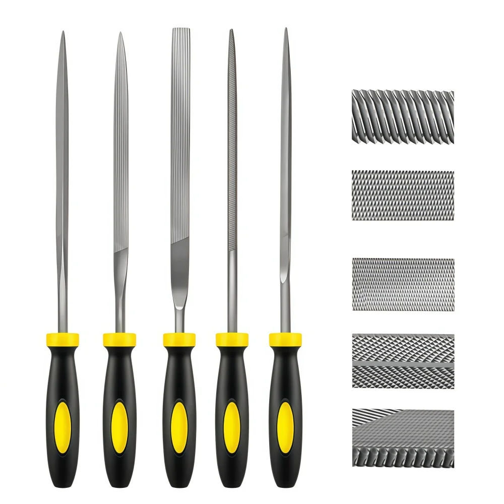 

5PCS Metal Needle File Kit,Flat/Warding/Square/Triangular/Round/Half-Round Files Files for Model Finishing & Edge Trimming
