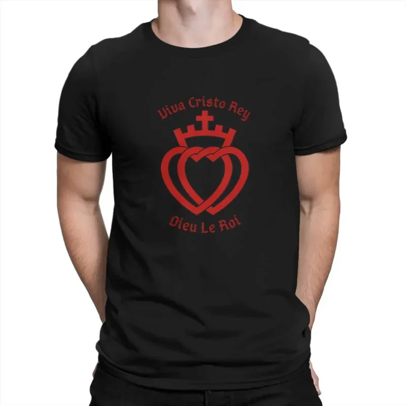 Y2K FSSP ICK SSPX Sacred Heart Viva Cristo Rey Cap T-Shirt Men Cotton Tees Round Neck Short Sleeve Graphic Printed Tops