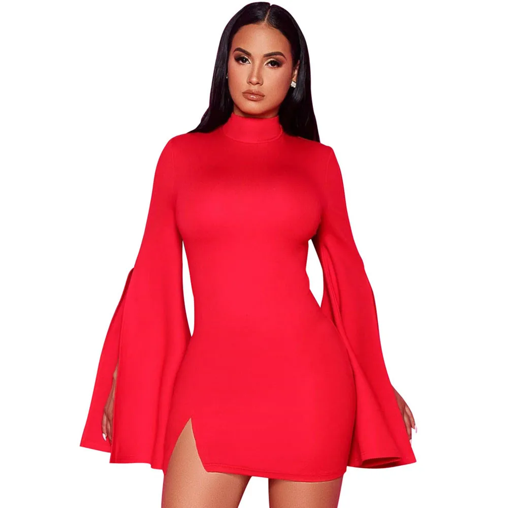 خمر مثير Bodycon فستان المرأة مضيئة كم OL الأعمال مكتب فستان رسمي غمد قطع أنيقة ليلة نادي حفلة فستان قصير