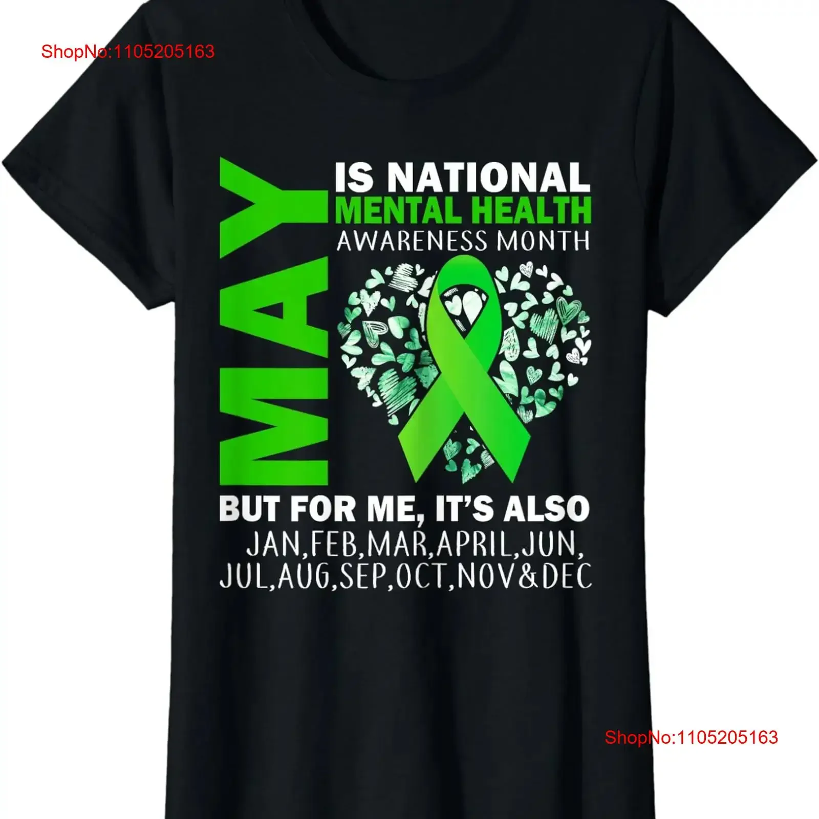In May We Wear Green Mental Health Awareness Month Ladies' Crewneck T Shirt vintage Washed designer clothes Stylish fashion