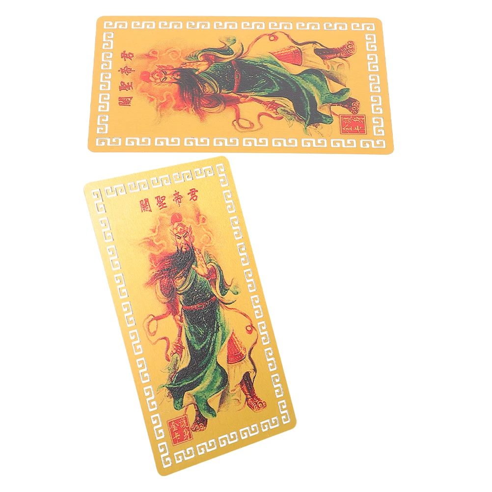 

2 Pcs Metal Buddha Card Taisui Cards Aluminum magnesium Alloy Wealth Luck Propriety Feng Shui Amulet Craft Protective Bookmarks