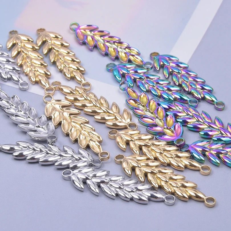7 adet/grup Moda Paslanmaz Çelik Kulak Buğday Bağlayıcı Charm Kolye Takı Yapımı Için DIY Kolye Küpe Zanaat Aksesuarları