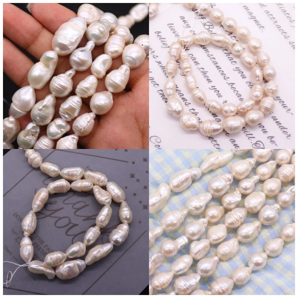 

Irregular-shaped White Natural Freshwater Cultured Threaded Straight-hole Pearl Beads 10-20mm DIY Exquisite Necklace Accessories