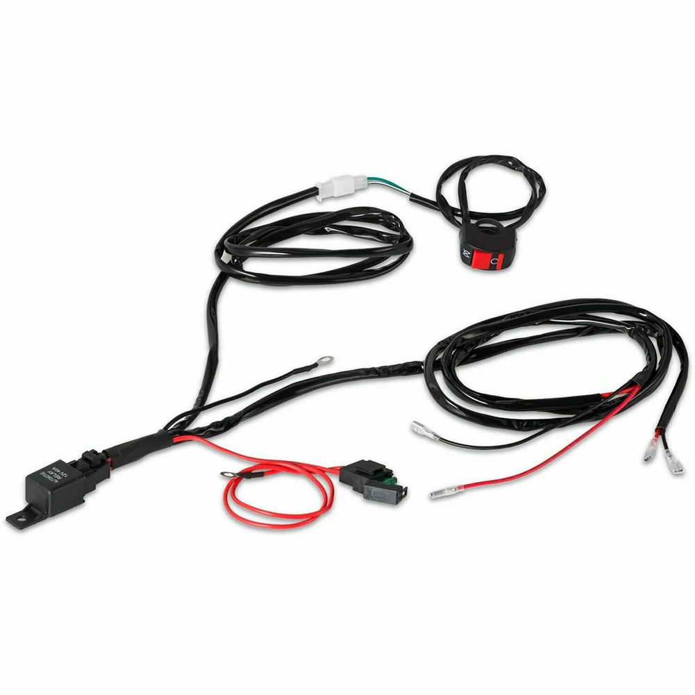 Motorcycle Fog Light Wiring Harness LED Lamp Headlamp Refit Switch Relay Wire Motorbike Spotlight Cable Accessory