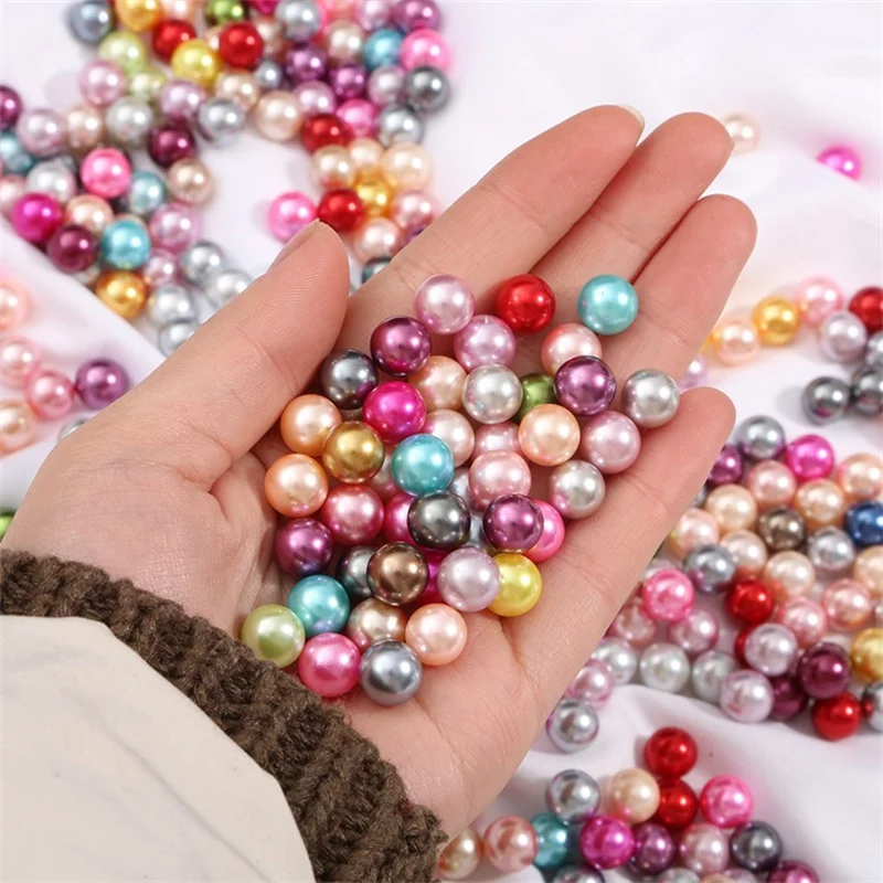 3/4/6/8/10mm No Hole Acrylic Round ABS Imitation Pearl Bead Colorful Round Loose Beads For DIY Craft Clothing Supplies