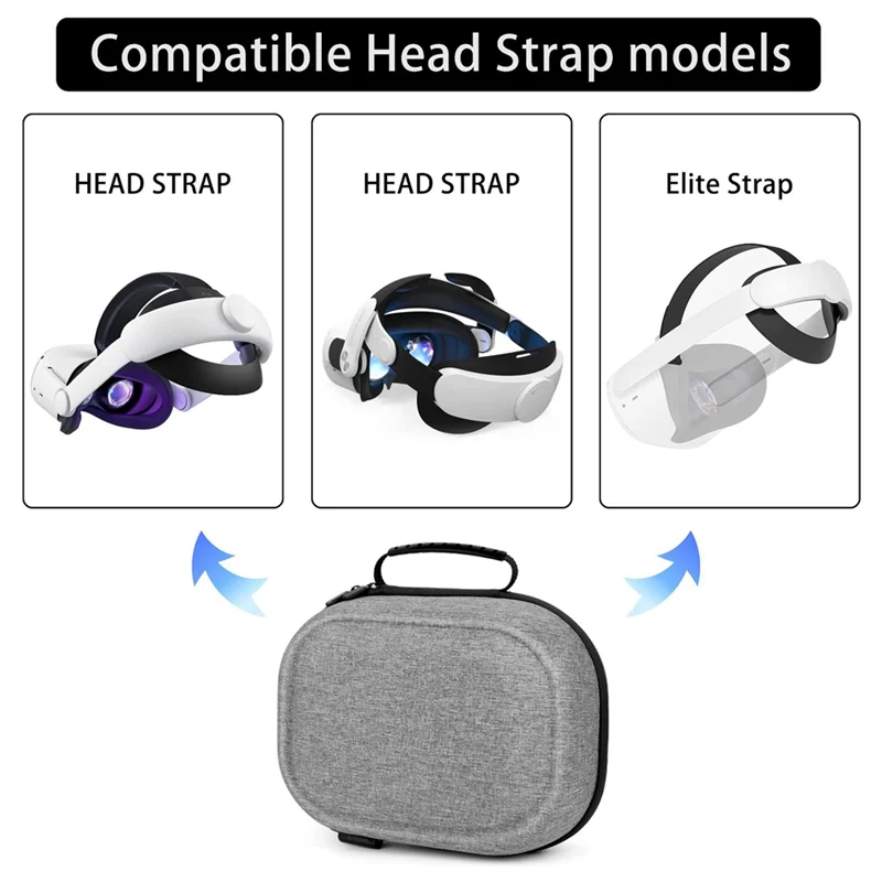 AT-For Oculus Quest 2 Hard Shell Drop-Proof Storage Bag VR Glasses Portable Multifunctional Eva Storage